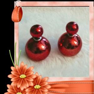 New Metallic Red Double Sided Earrings